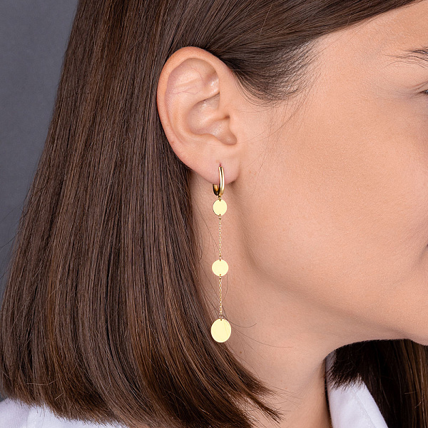 Золотые серьги с подвесками Монеты (арт. 1091079ж) – изображение 3