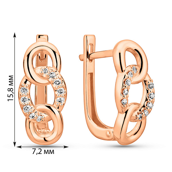 Серьги из красного золота с бриллиантами (арт. С011263015) – изображение 4