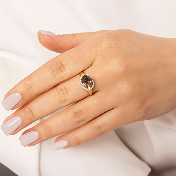 Кольцо из красного золота с кварцем (арт. 140470Пкр) – изображение 2