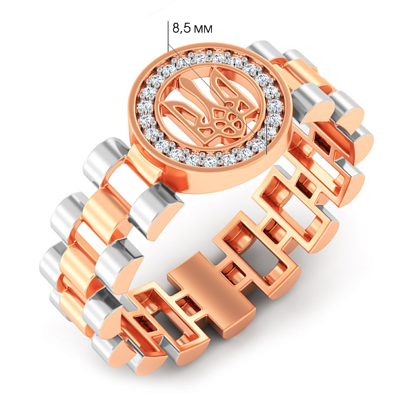 Золотое кольцо Герб Украины с фианитами (арт. 1401031) – изображение 5