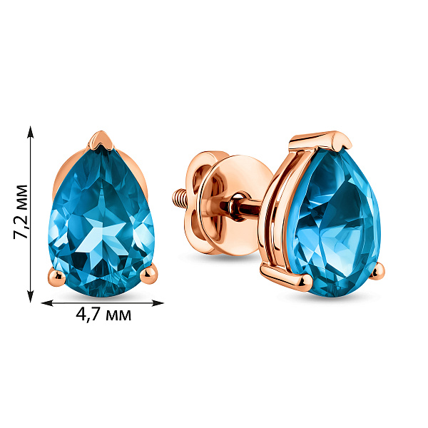 Золотые серьги-пусеты с топазом (арт. 111230Птг) – изображение 5