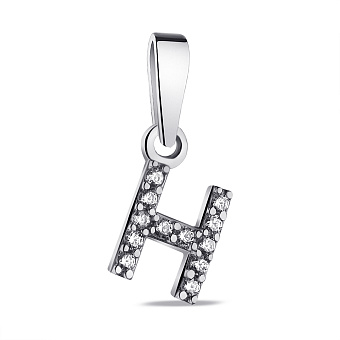 Срібний підвіс Літера Н з фіанітами (арт. 7503/1093пю)