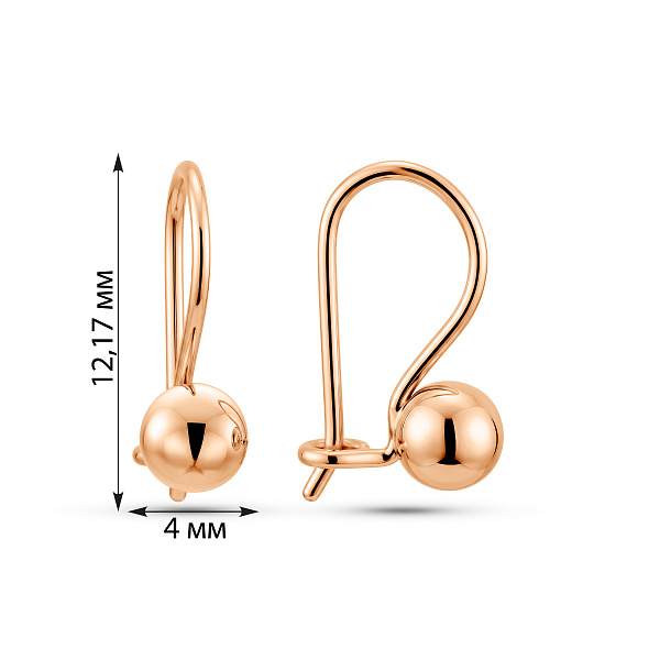 Серьги из красного золота (арт. 1101340) – изображение 2