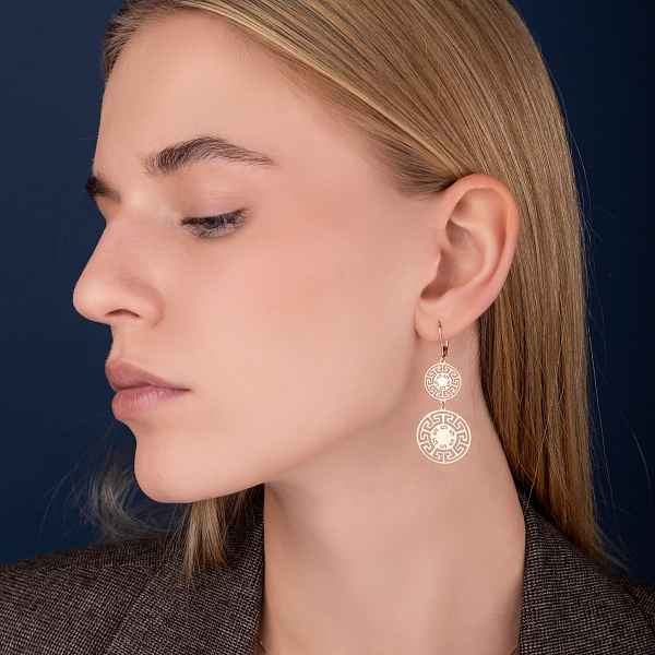 Золотые серьги-подвески Олимпия (арт. 109328) – изображение 4