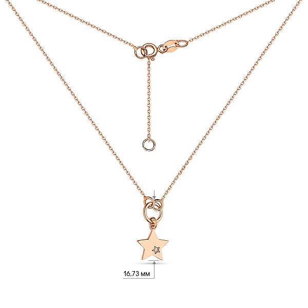 Колье из красного золота "Звезда" с фианитом (арт. 352191) – изображение 3