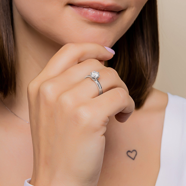 Каблучка з білого золота з діамантом (арт. К01117810036б) – зображення 4