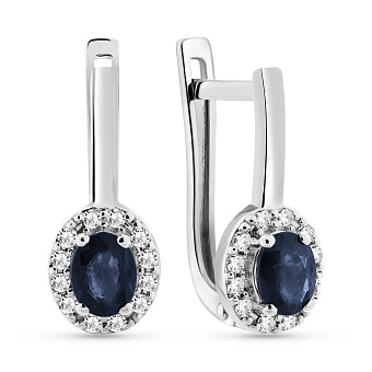 Фото Сережки з білого золота з сапфіром і діамантами  (арт. С011785бс)