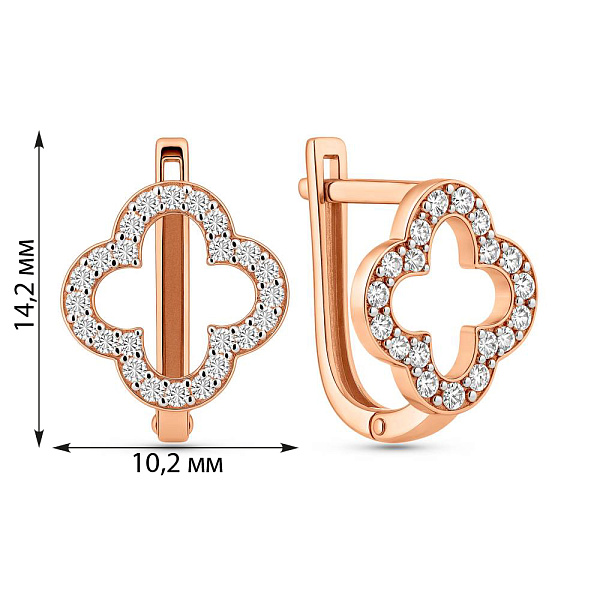 Сережки з червоного золота з фіанітами (арт. 111210) – зображення 5