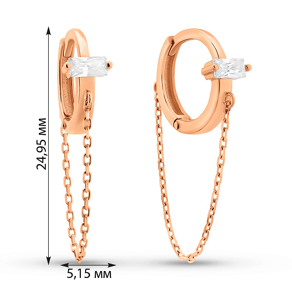 Золотые серьги с фианитами (арт. 1101186) – изображение 3