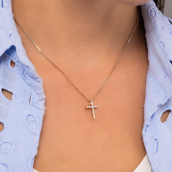 Золотий хрестик з фіанітами (арт. 3108332101) – зображення 2