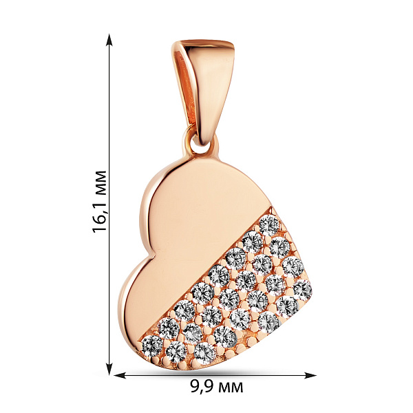 Золотая подвеска Сердечко с фианитами (арт. 423912) – изображение 2