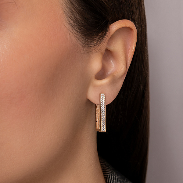 Серьги из красного золота с фианитами (арт. 1091915) – изображение 3