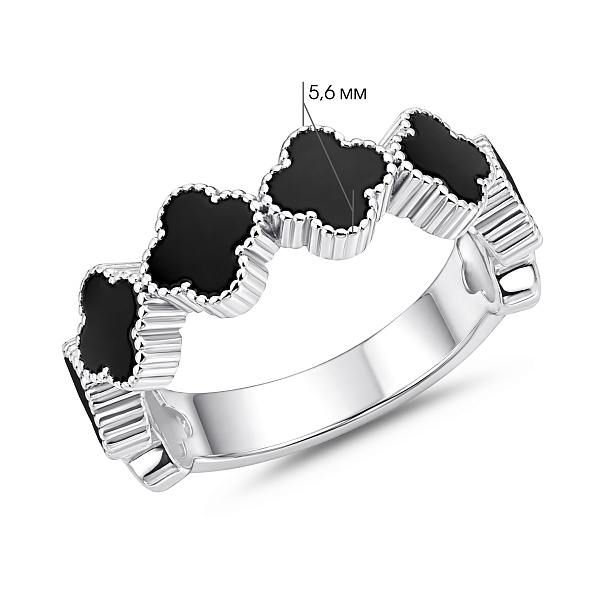 Серебряное кольцо Клевер с эмалью (арт. 7501/8752/6еч) – изображение 2