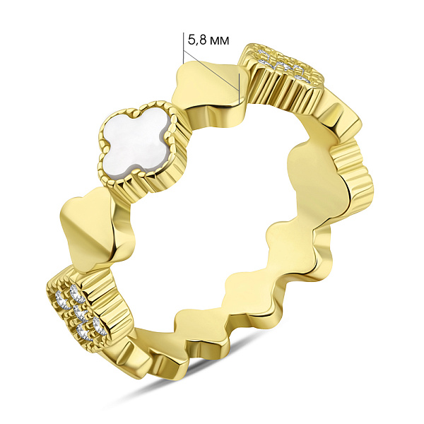 Срібна каблучка з перламутром і жовтим родіюванням (арт. 7501/6904жп) – зображення 2