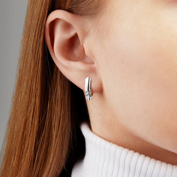 Сережки з білого золота з діамантами (арт. С011008010б) – зображення 3