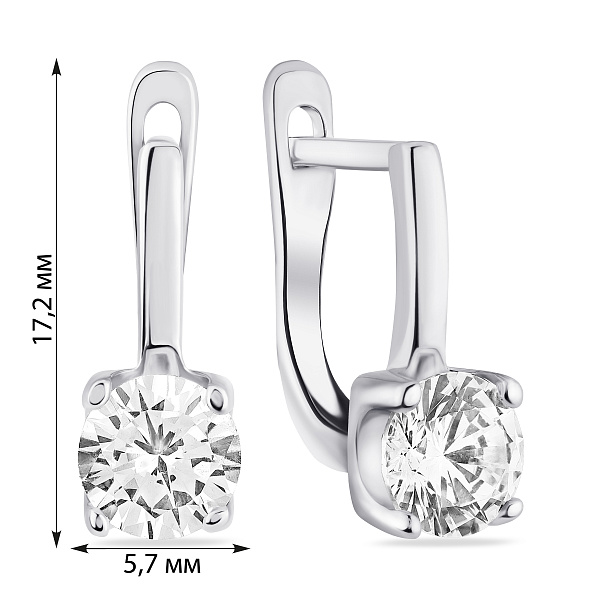 Серебряные серьги с фианитом (арт. 7502/10208) – изображение 2