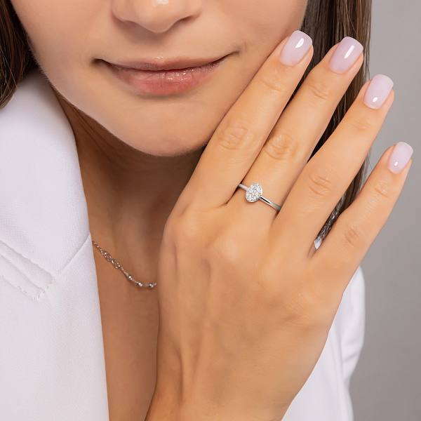 Каблучка з білого золота з діамантами (арт. К341413020б) – зображення 3