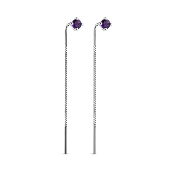 Серьги-протяжки из серебра с аметистами (арт. 7502/2167587А)