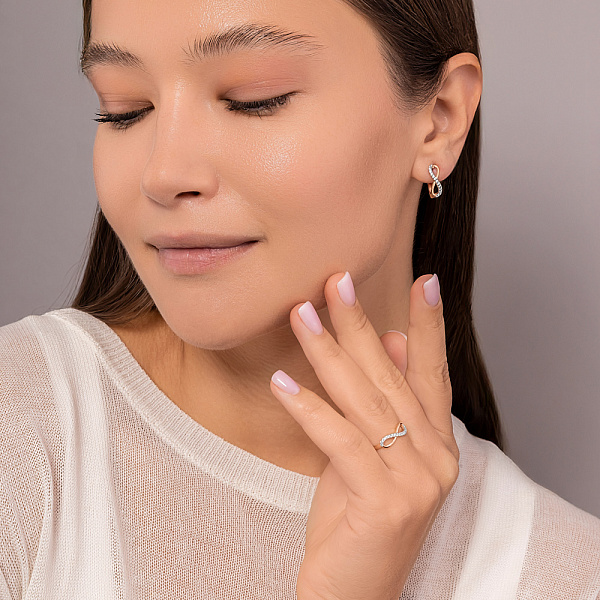 Кольцо «Бесконечность» из красного золота с фианитами (арт. 141151) – изображение 3