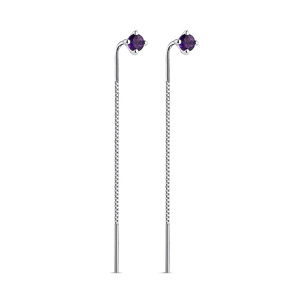 Сережки-протяжки зі срібла із аметистами (арт. 7502/2167587А) – зображення 1