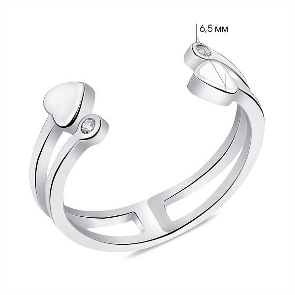 Кольцо из серебра с белой эмалью и фианитами (арт. 7501/К2ФР/1074-16,5) – изображение 2