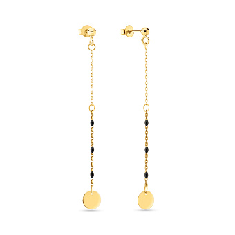 Длинные серьги с желтого золота с эмалью (арт. 108729жеч)