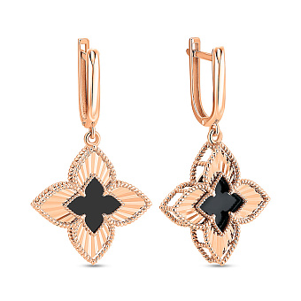 Золотые серьги с ониксом (арт. 111341о)