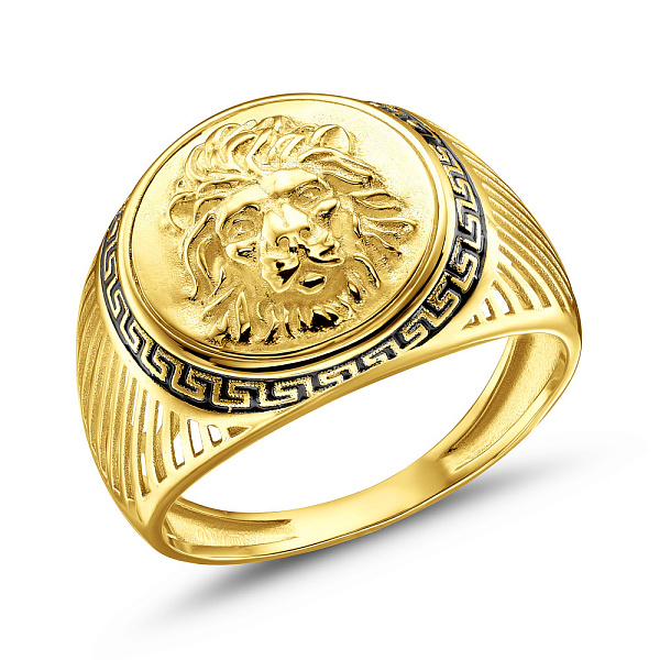 Золотая печатка с эмалью (арт. 180586жеч) – изображение 1