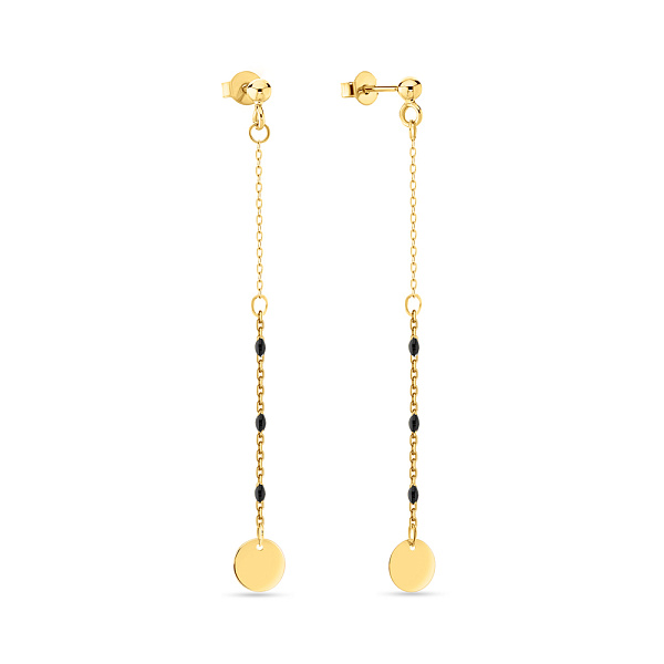 Длинные серьги с желтого золота с эмалью (арт. 108729жеч) – изображение 1