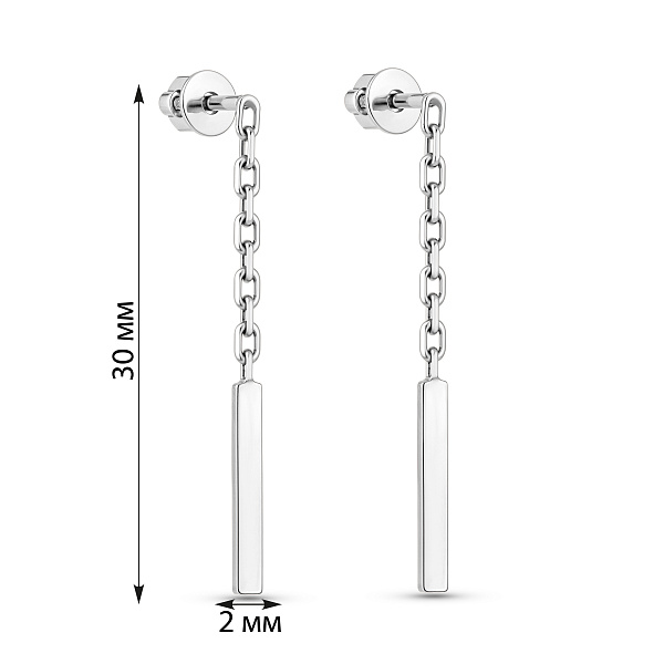 Золотые серьги пусеты "Звенья" с подвесками (арт. 110577б) – изображение 3