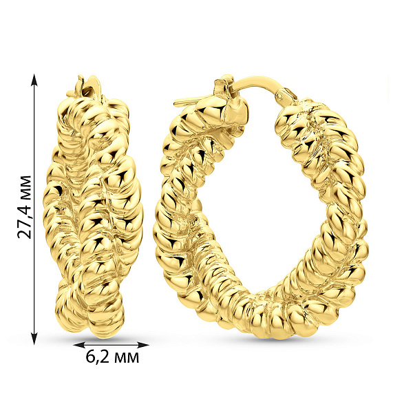 Золоті сережки-кільця Francelli в жовтому кольорі металу (арт. 109753/25ж) – зображення 2