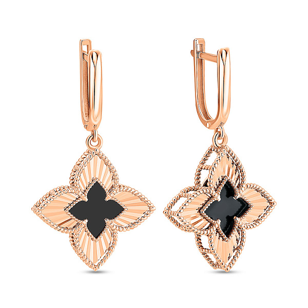 Золотые серьги с ониксом (арт. 111341о) – изображение 1