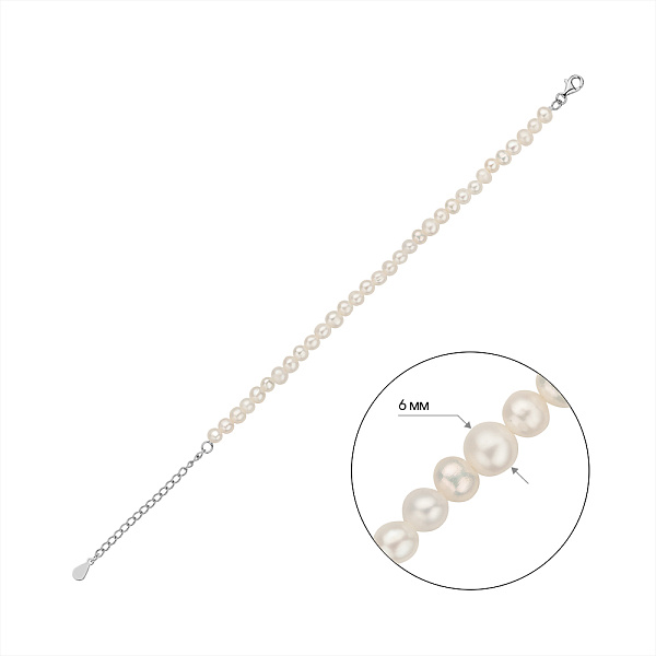 Срібний браслет з перлами (арт. 7509/4924жб) – зображення 2