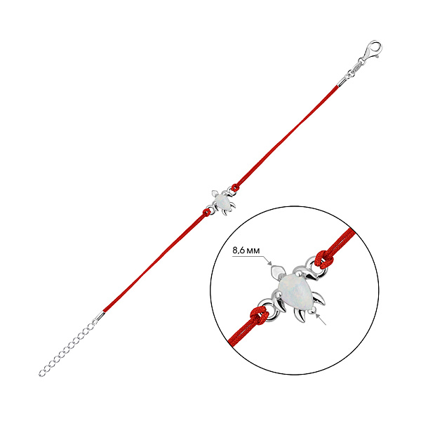 Срібний браслет з опалом та шовковою ниткою (арт. 7309/5163кПоб) – зображення 2