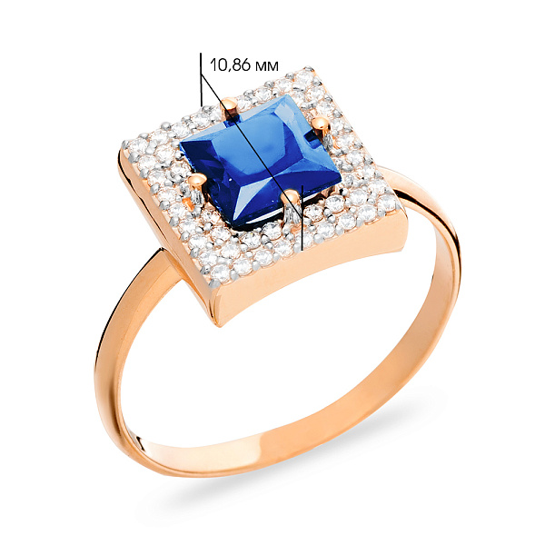 Каблучка з червоного золота з топазом лондон і фіанітами (арт. 140594Пл) – зображення 2