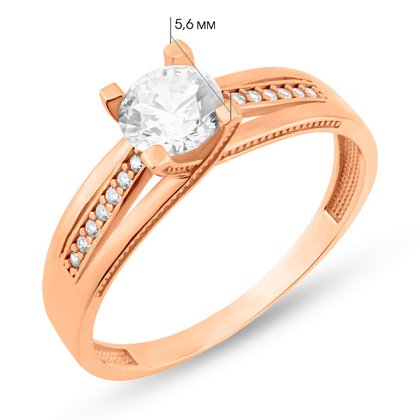 Кольцо из красного золота с фианитами (арт. 154234) – изображение 2