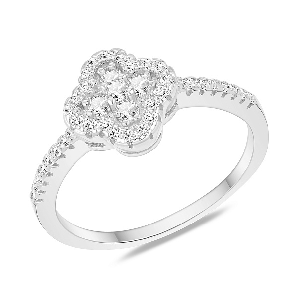 Серебряное кольцо клевер с фианитами (арт. 7501/8887) – изображение 1