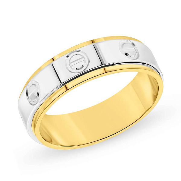 Каблучка "Антистрес" з жовтого і білого золота (арт. 154366жб) – зображення 1