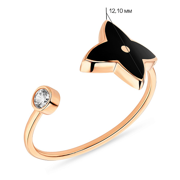 Кольцо из красного золота с фианитом (арт. 1542120еч) – изображение 2