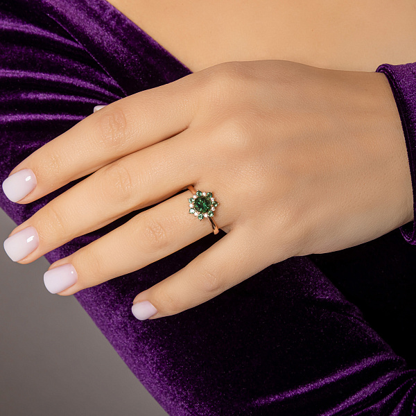 Золотое кольцо с кварцем и фианитами (арт. 141244Пзф) – изображение 2