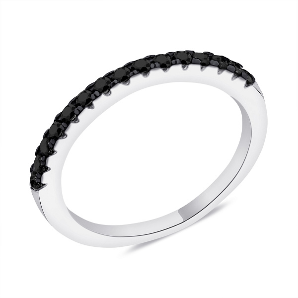Серебряное кольцо с черными фианитами (арт. 7501/1360ч) – изображение 1
