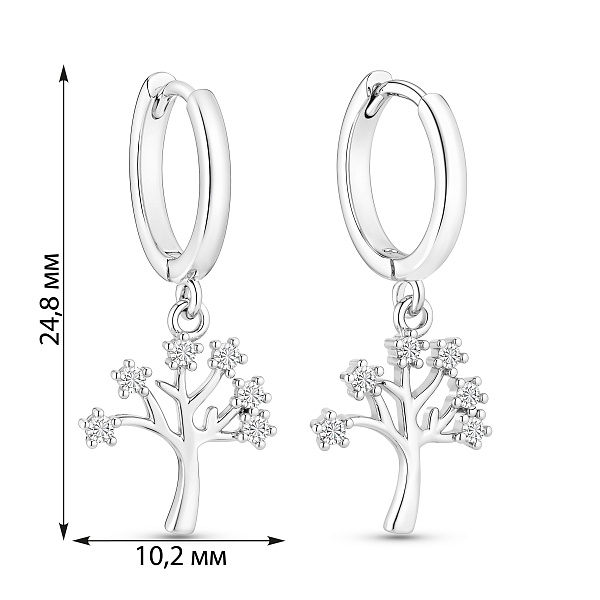 Серебряные серьги-конго Дерево жизни (арт. 7502/10584/10) – изображение 2