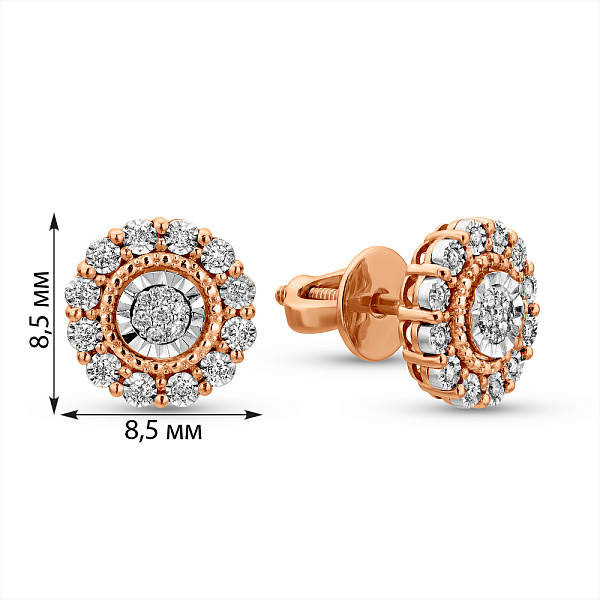 Золотые серьги пусеты с бриллиантами (арт. Т011723010) – изображение 3