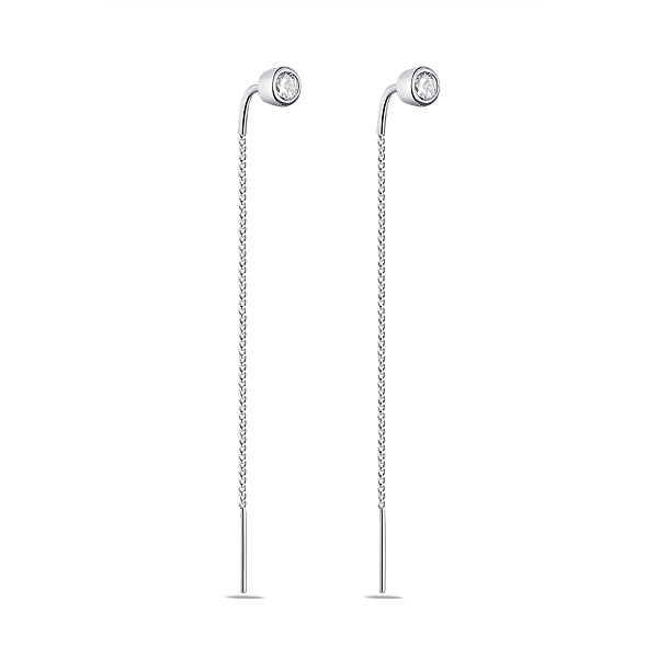 Серьги-протяжки из серебра с фианитами (арт. 7502/1164) – изображение 1