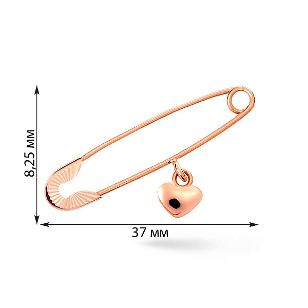 Золота шпилька з підвіскою «Серце» (арт. 360025а) – зображення 2