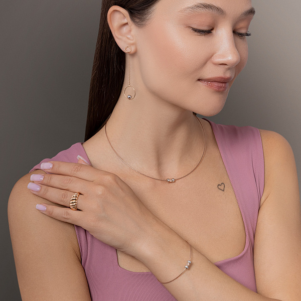 Сережки-подвески из красного золота (арт. 107739кб) – изображение 6