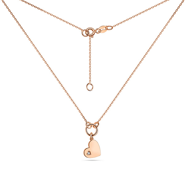 Колье "Сердце" из красного золота с одним фианитом (арт. 352197) – изображение 2