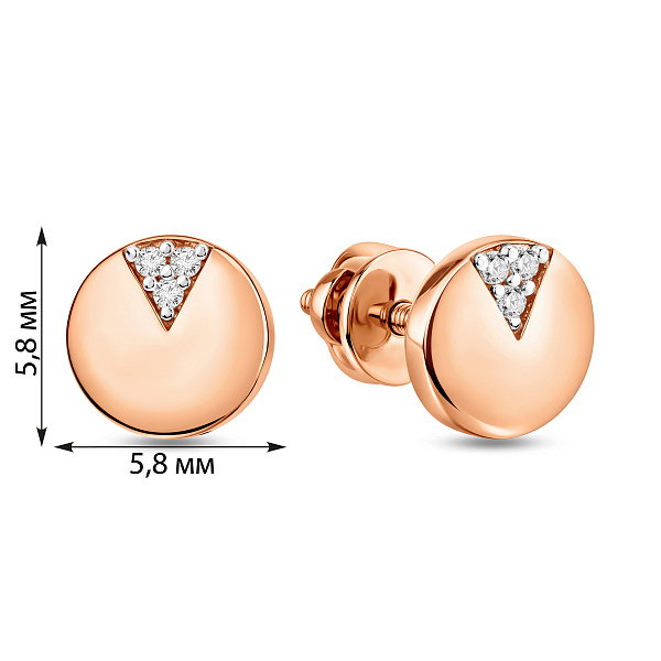 Пусети з червоного золота з фіанітами (арт. 110878) – зображення 3