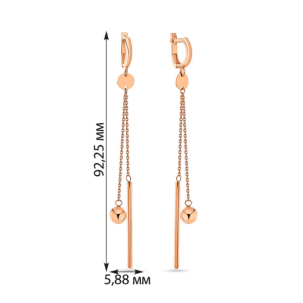 Золоті довгі сережки-підвіски без каміння (арт. 108652) – зображення 4