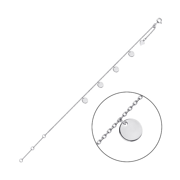 Серебряный браслет с подвесками (арт. 7509/Б2/1011Ш-21) – изображение 1